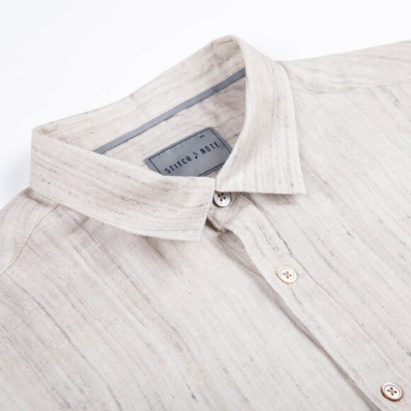 Stitch Note Long Sleeve Striped Shirt - Beige - Picture 4 of 4